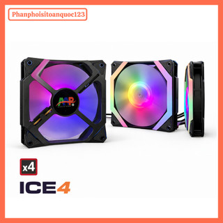 Bộ 4 Quạt Tản Nhiệt ARGB 120mm Kèm Hub ICE4 Remote – Fan RGB Đồng Bộ LED, Tản Nhiệt Mạnh Cho PC Gaming