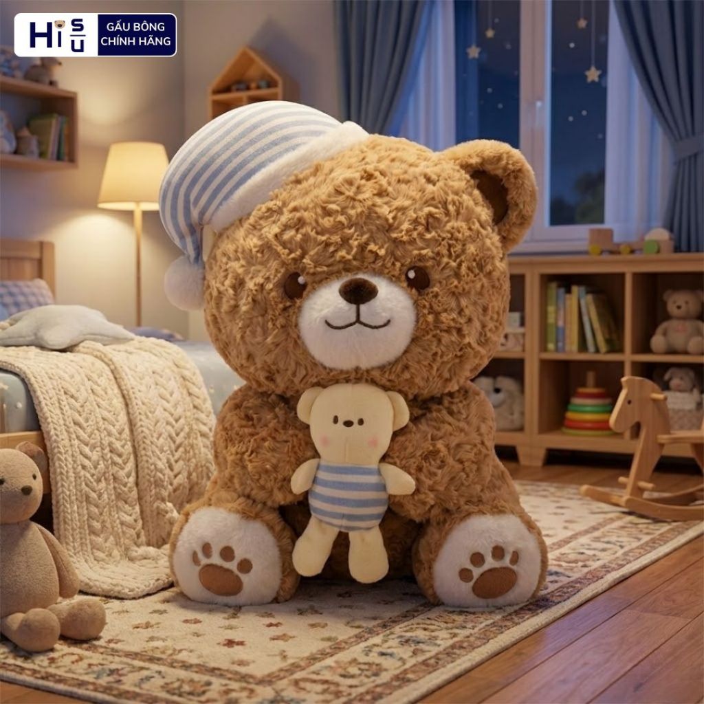 Gấu Bông Teddy Ôm Gấu Đội Mũ Ngủ Dễ Thương, Quà Tặng Gấu Ôm Ngủ Lông Cừu Siêu Mềm Mại Cho Bé Và Bạn Gái
