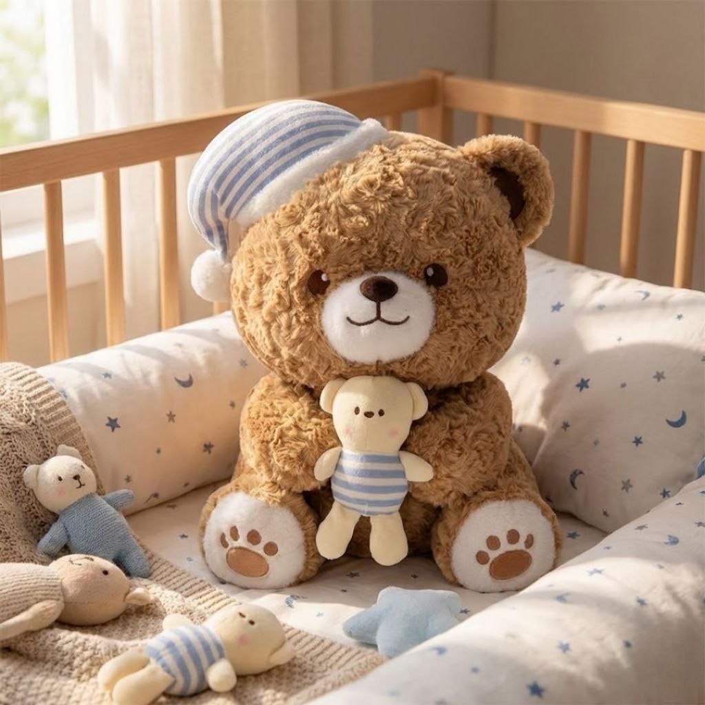 Gấu Bông Teddy Ôm Gấu Đội Mũ Ngủ Dễ Thương, Quà Tặng Gấu Ôm Ngủ Lông Cừu Siêu Mềm Mại Cho Bé Và Bạn Gái