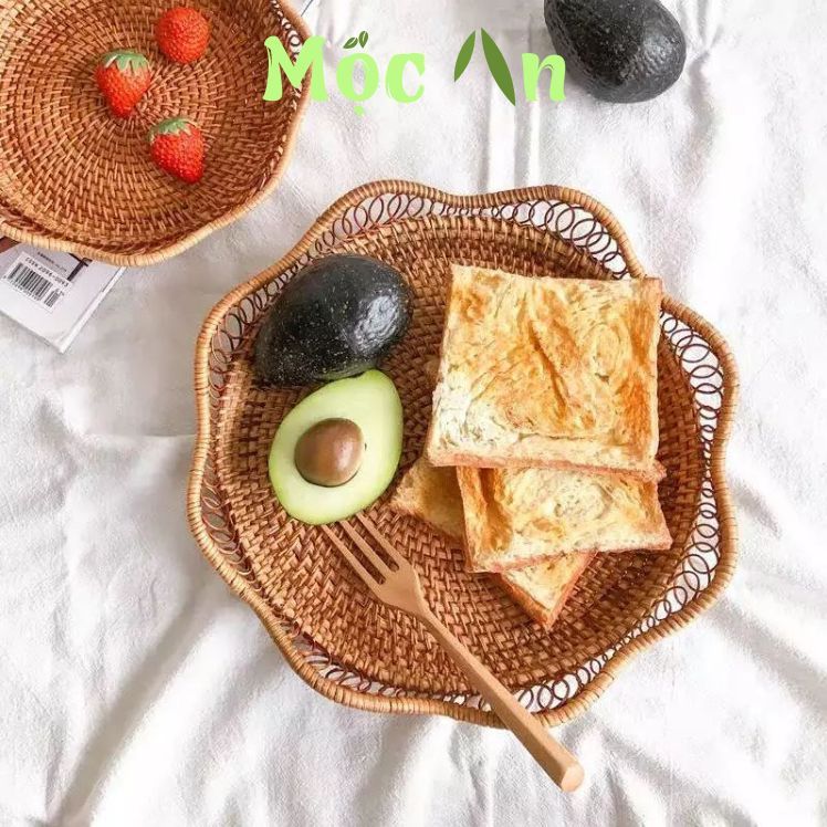 Đĩa Mây Tre Đan Viền Sóng Trang Trí Cao Cấp Mây Tre Mộc An