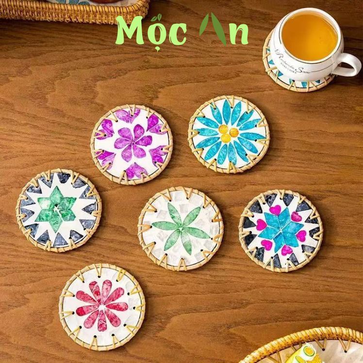 Lót Ly Mây Khảm Trai - Mây Tre Mộc An