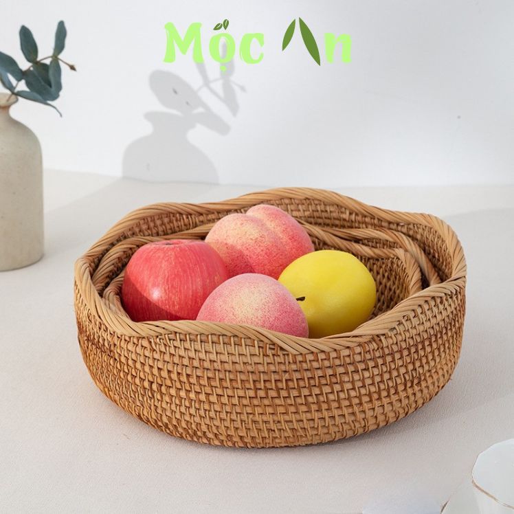 Rổ Mây Viền Cánh Sen Trang Trí – Mây Tre Đan Mộc An