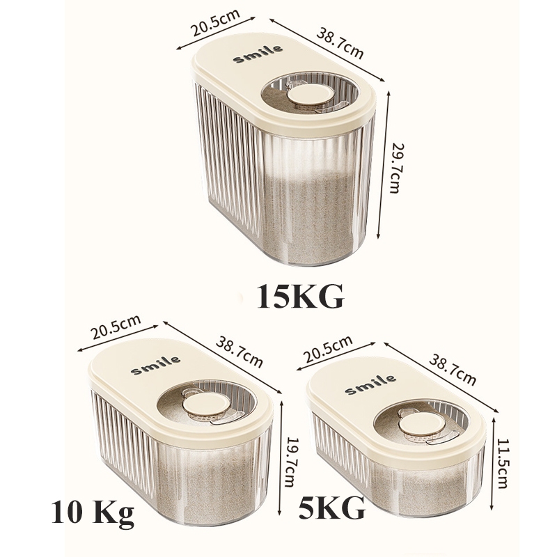 Thùng gạo Sunhome cửa trượt chống ẩm chống côn trùng SH0057, hộp đựng ngũ cốc, gạo 5kg 10kg 15Kg