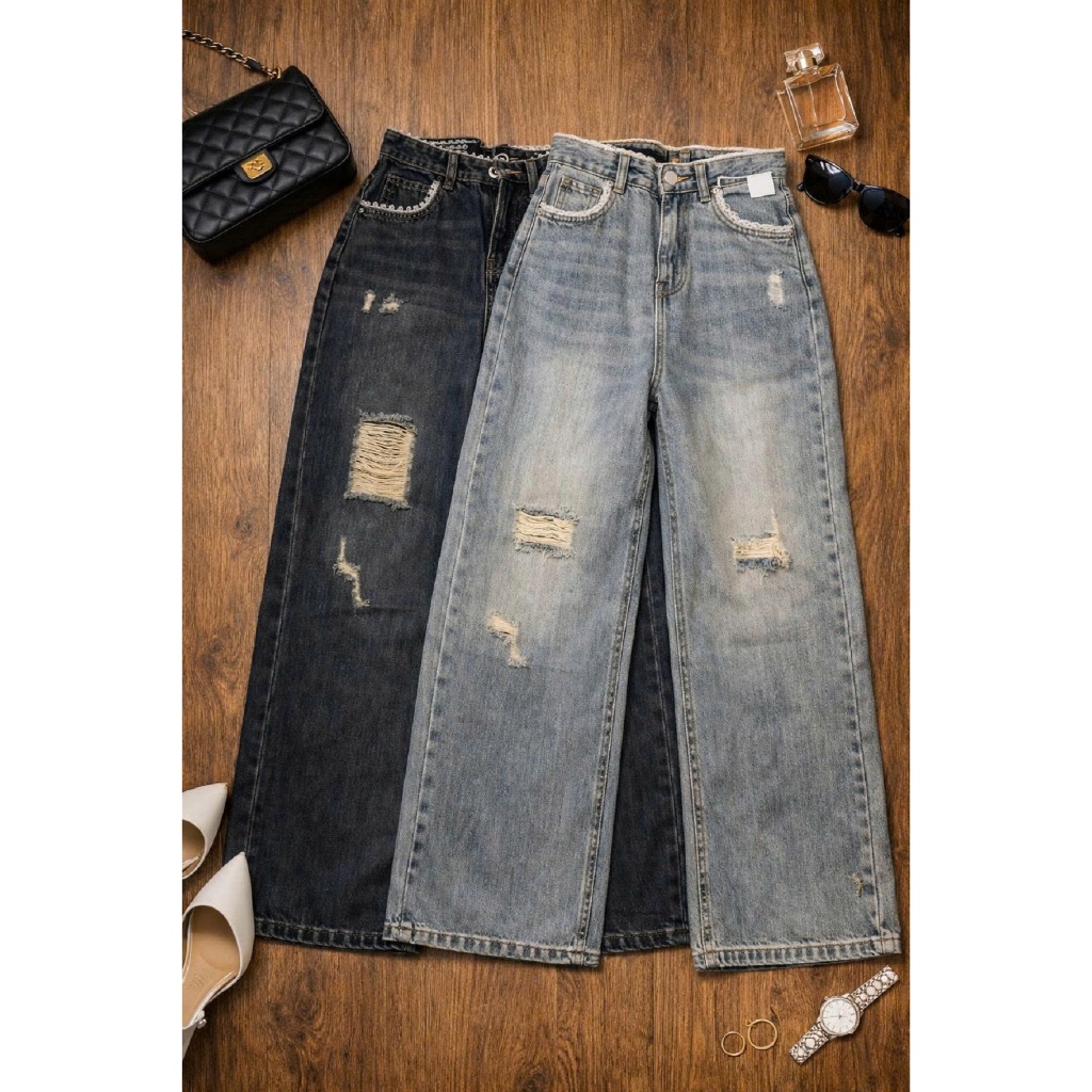 Quần Jean Bigsize Nữ Tú Mỡ Quần Jean Phối Ren Bigsize Thiết Kế Trẻ Trung Đủ size 45-80KG QJ0080