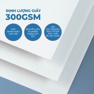 [Giảm 5K] Giấy Vẽ Màu Nước Global Art 300gsm Vân Hot Size A4/A5/A6, Giấy Vẽ Màu Nước Chuyên Dụng, Acrylic, Gouache