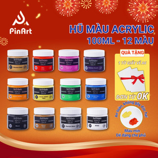 Màu Acrylic Hũ 100ml ARTMATE Cao Cấp, Màu Vẽ Tường, Tranh, Giầy Vải, Màu Sắc Tươi Sáng, Có Độ Che Phủ Cao AM-AC0003