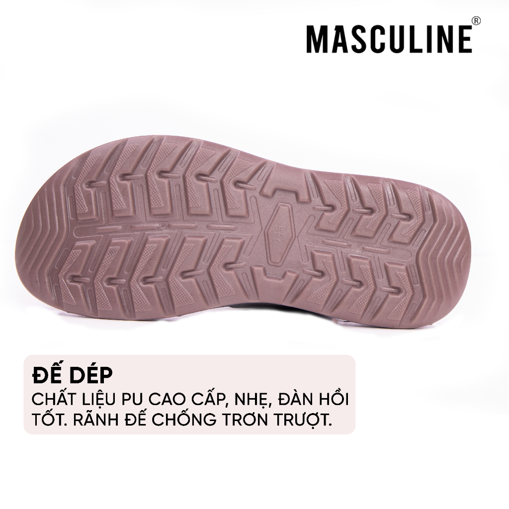 Dép nam trung niên MASCULINE MDL600 Dép da quai chéo da microfiber cao cấp, đế PU êm nhẹ