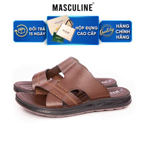 Dép nam trung niên MASCULINE MDL600 Dép da quai chéo da microfiber cao cấp, đế PU êm nhẹ