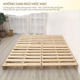 Giường Pallet Nhật Hàn 1m2x2m 1m6x2m 1m8x2m đủ kích thước, Giường Gỗ Thông Tự Nhiên Gấp Gọn Lắp Ráp tiện lợi, giá rẻ