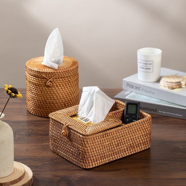 Hộp Đựng Giấy Ăn Decor, Mây Tre Đan Mộc An