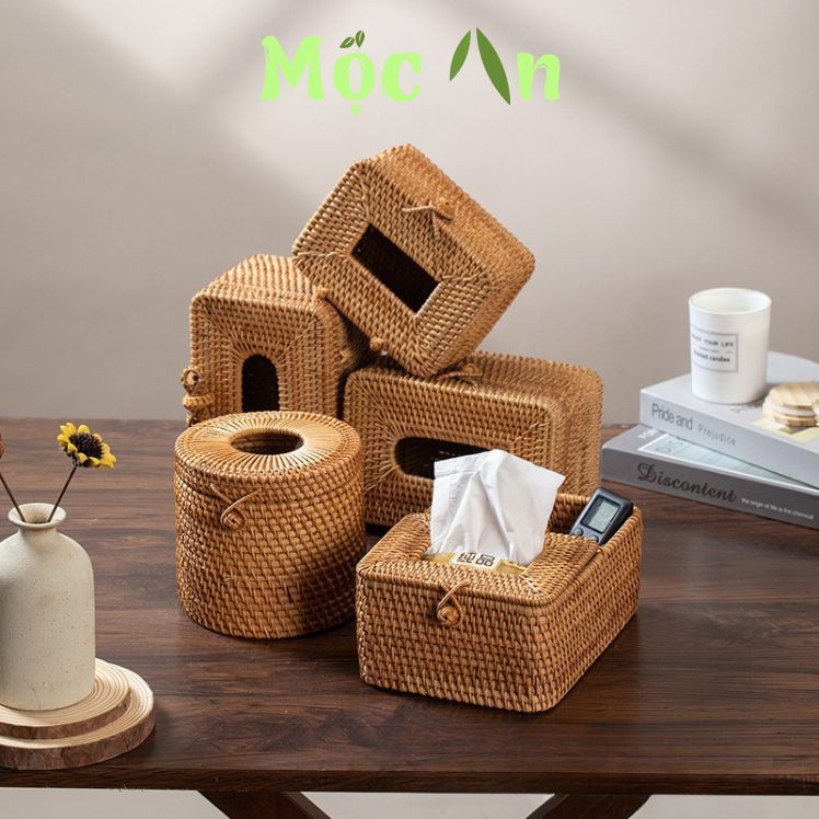 Hộp Đựng Giấy Ăn Decor, Mây Tre Đan Mộc An