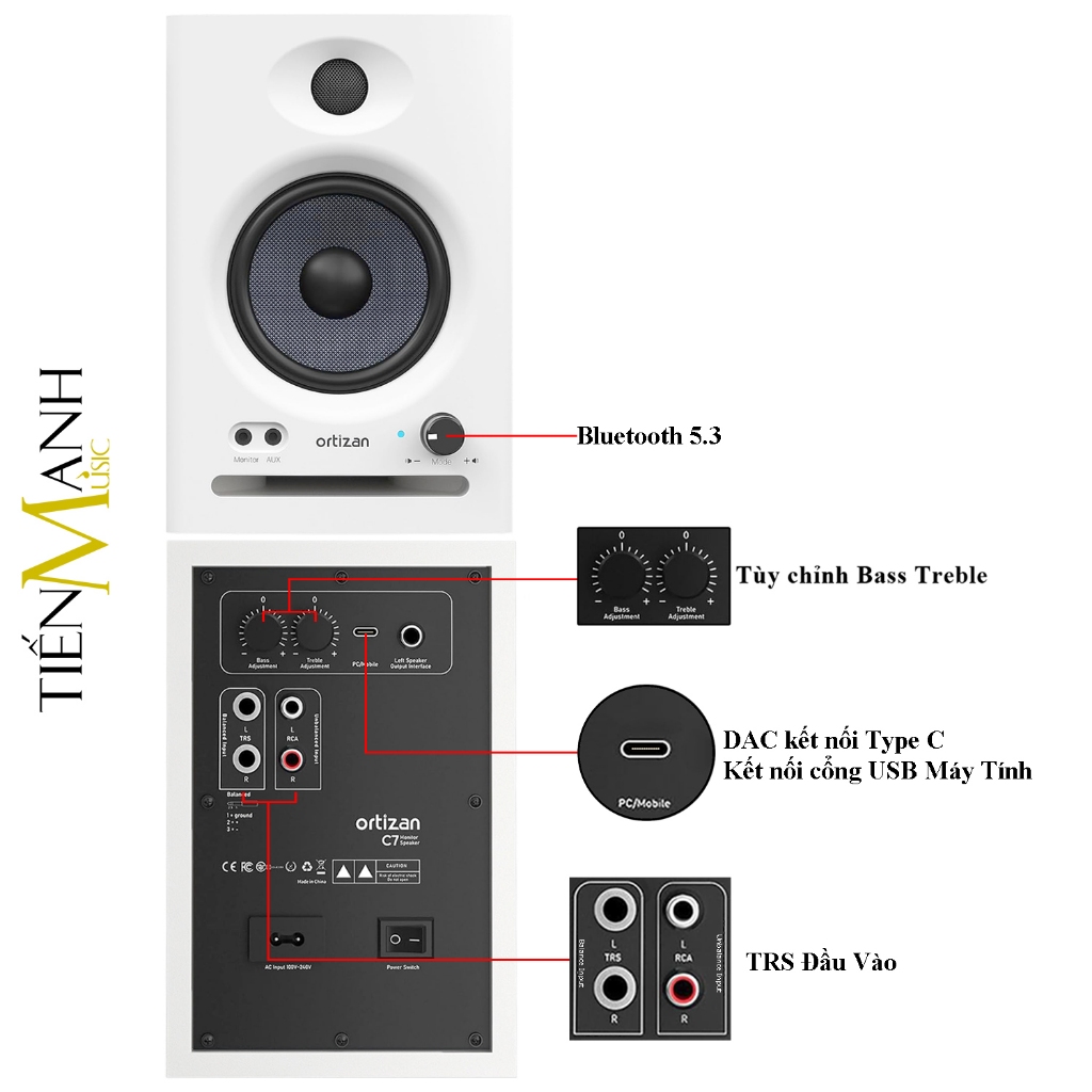[Chính Hãng] Loa Kiểm Âm Ortizan C7, Ohayo C6 - Bluetooth 5.3, 60-80W, Chỉnh Bass Treble, OTG USB DAC Nối Máy Tính KL1 | BigBuy360 - bigbuy360.vn