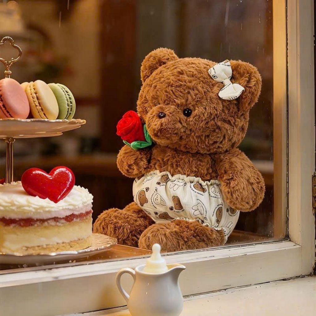 Gấu Bông Teddy Cầm Hoa Hồng Lông Cừu Cao Cấp Làm Quà Tặng Lãng Mạn Cho Bạn Gái/Trai Ngày Sinh Nhật, Valentine, 8/3