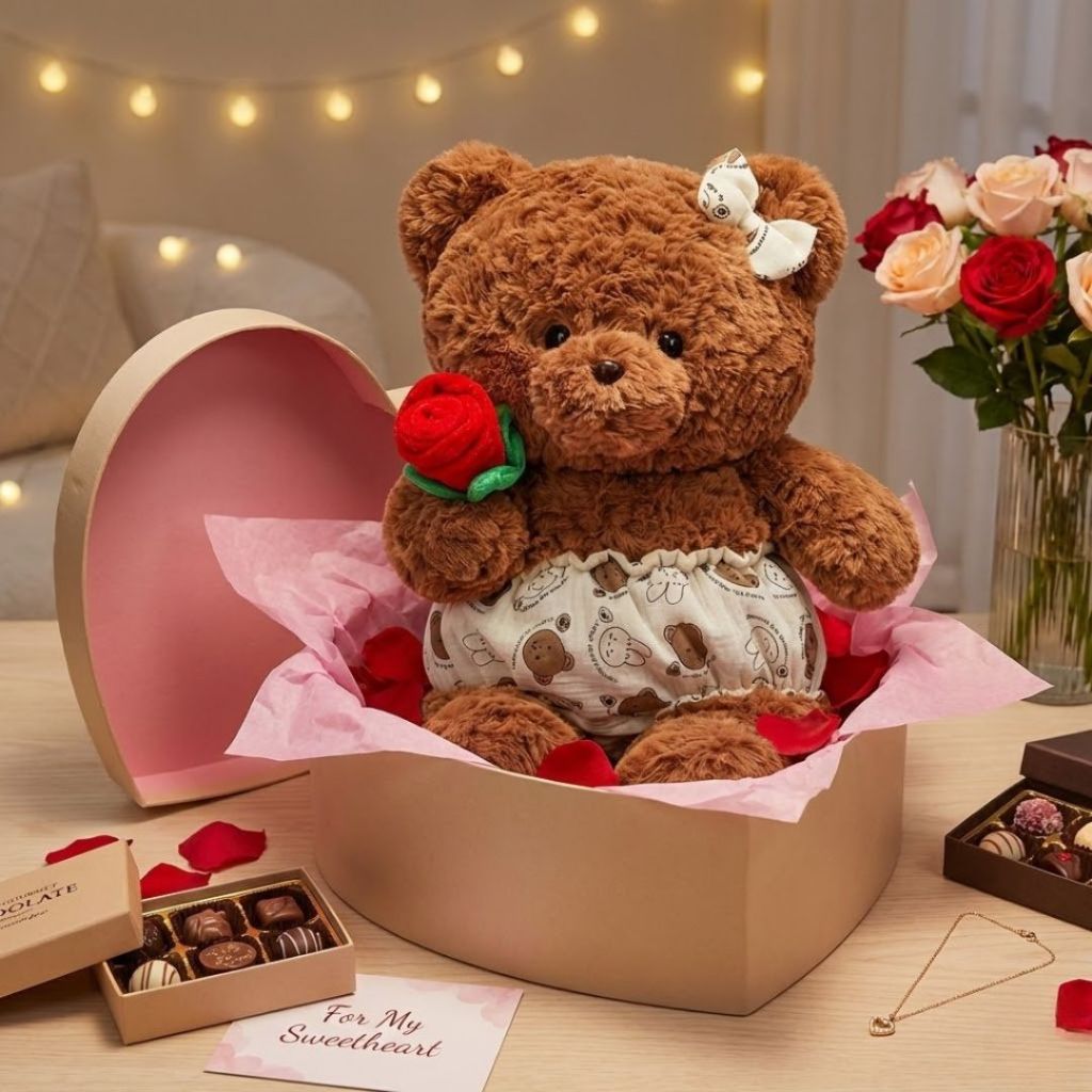 Gấu Bông Teddy Cầm Hoa Hồng Lông Cừu Cao Cấp Làm Quà Tặng Lãng Mạn Cho Bạn Gái/Trai Ngày Sinh Nhật, Valentine, 8/3