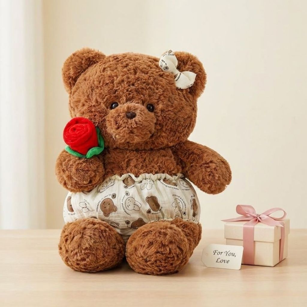 Gấu Bông Teddy Cầm Hoa Hồng Lông Cừu Cao Cấp Làm Quà Tặng Lãng Mạn Cho Bạn Gái/Trai Ngày Sinh Nhật, Valentine, 8/3