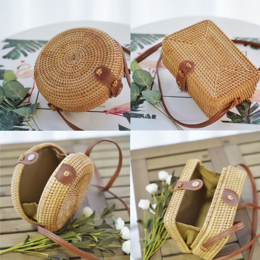 Túi Mây Tre Đan Đi Biển Đi Du Lịch Phong Cách Vintage Hot Trend