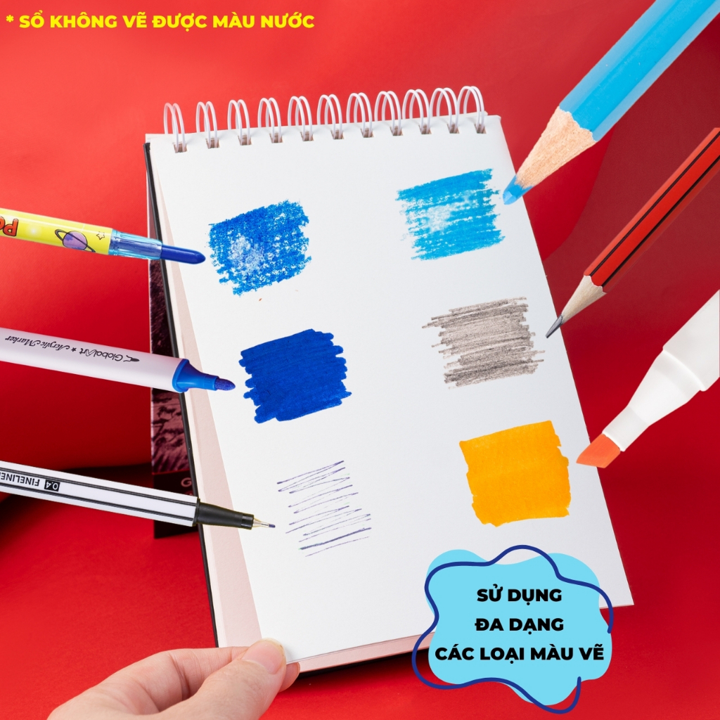 Sổ Vẽ Đa Chất Liệu Global Art 72 Trang Sketchbook Văn Miếu Vân Mịn 190GSM, Sổ Vẽ Phác Thảo A4 A5 Dùng Màu Chì, Acrylic