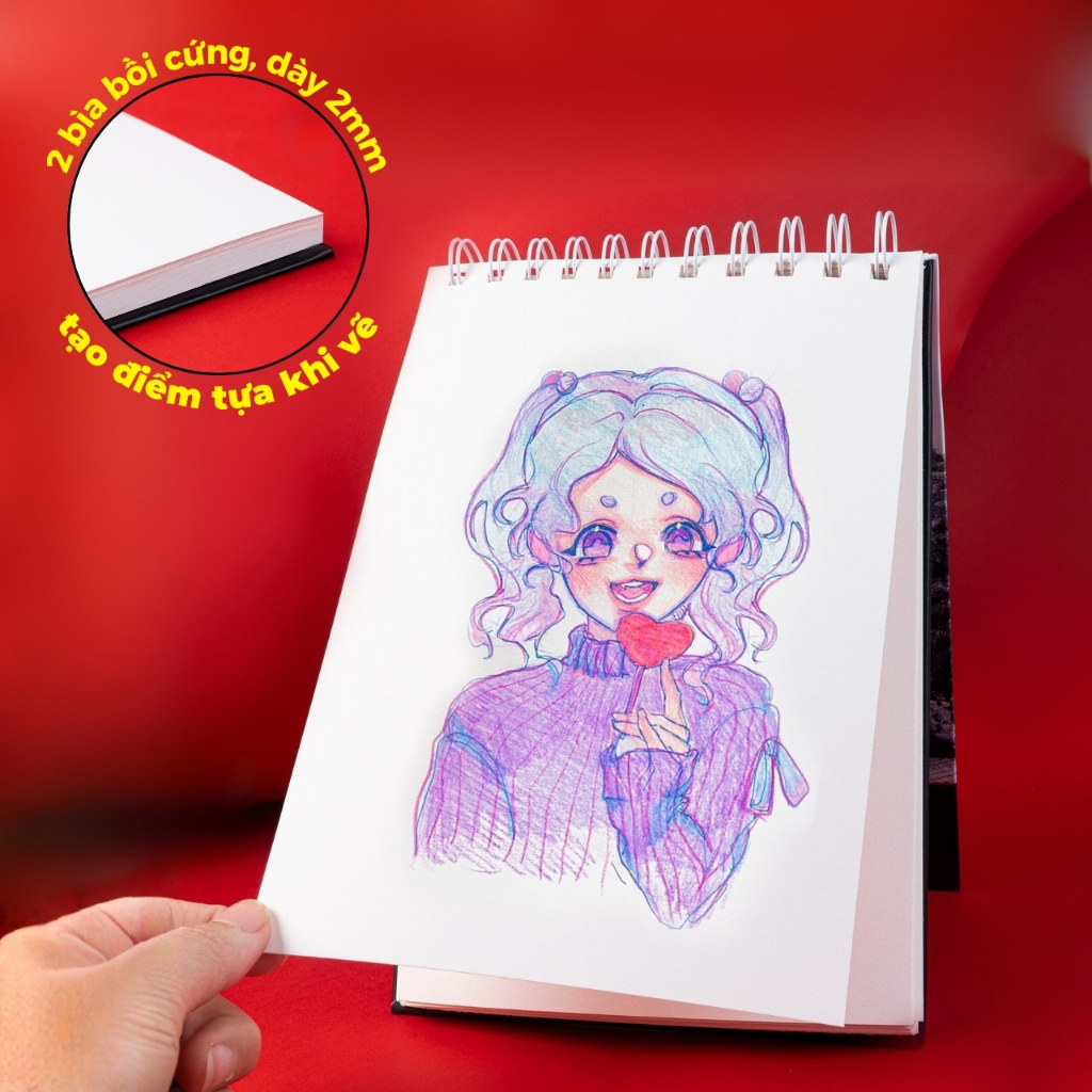 Sổ Vẽ Đa Chất Liệu Global Art 72 Trang Sketchbook Văn Miếu Vân Mịn 190GSM, Sổ Vẽ Phác Thảo A4 A5 Dùng Màu Chì, Acrylic