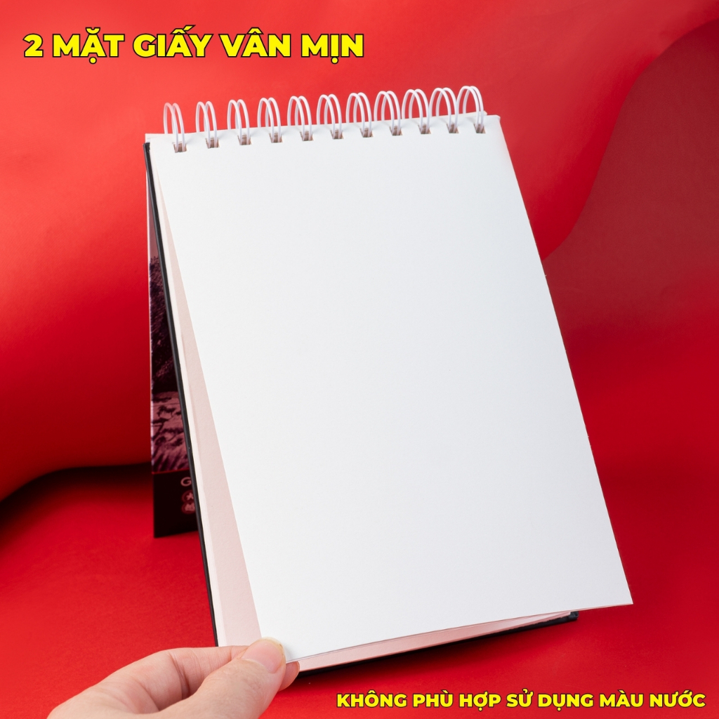 Sổ Vẽ Đa Chất Liệu Global Art 72 Trang Sketchbook Văn Miếu Vân Mịn 190GSM, Sổ Vẽ Phác Thảo A4 A5 Dùng Màu Chì, Acrylic