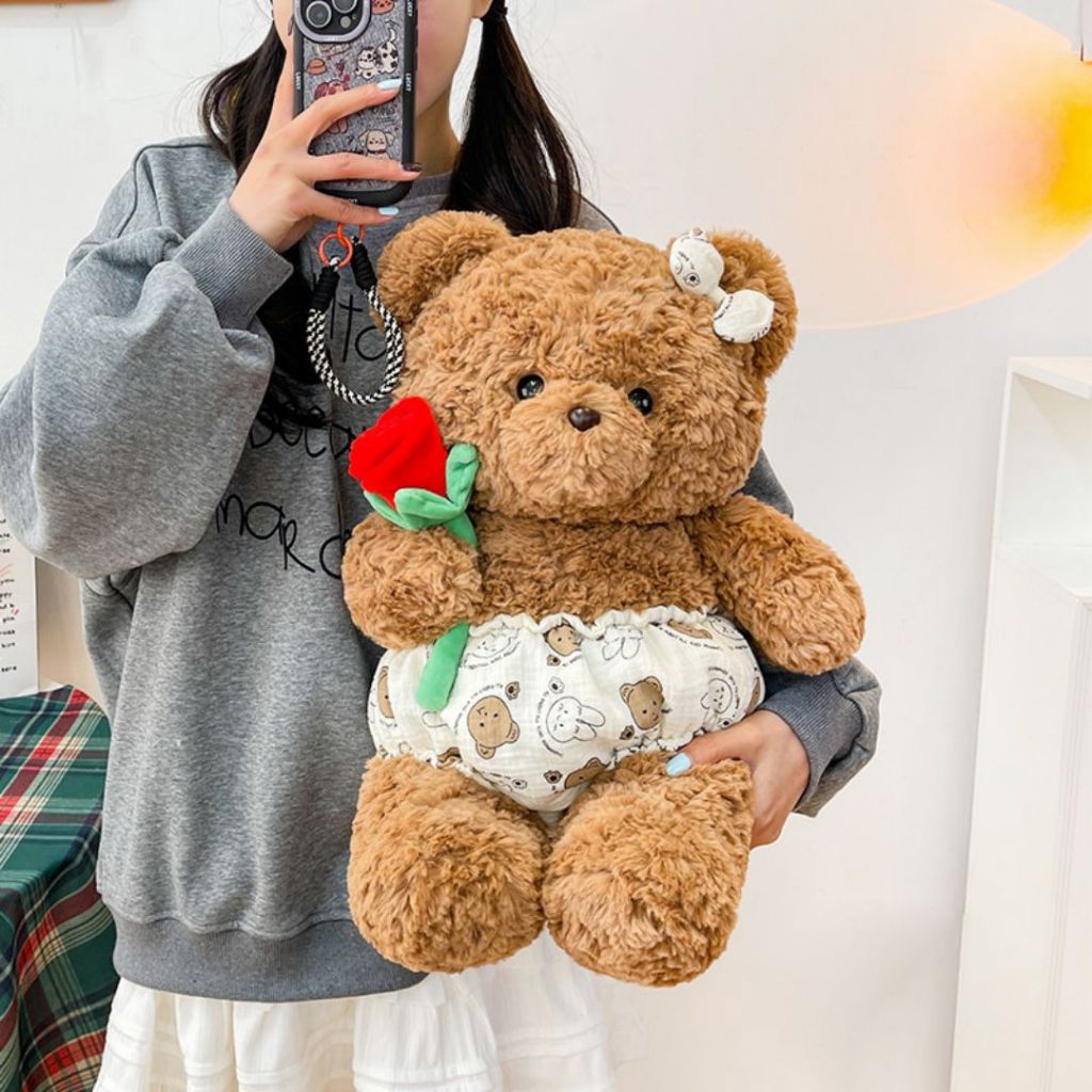 Gấu Bông Teddy Cầm Hoa Hồng Dễ Thương Quà Tặng Ý Nghĩa Cho Bạn Gái/Trai Ngày Sinh Nhật, Valentine, 8/3