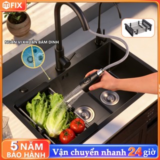 Chậu Rửa Bát 1 Hố Inox 304 Kích Thước Thông Minh Cao Cấp - Full Phụ Kiện, Sang Trọng, Chống Gỉ, Dễ Lắp Đặt