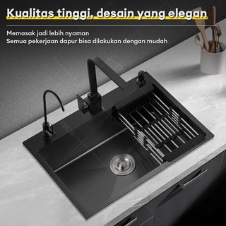 Chậu Rửa Bát 1 Hố Inox 304 Kích Thước Thông Minh Cao Cấp - Full Phụ Kiện, Sang Trọng, Chống Gỉ, Dễ Lắp Đặt