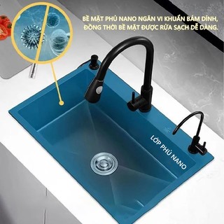 Chậu Rửa Bát 1 Hố Inox 304 Kích Thước Thông Minh Cao Cấp - Full Phụ Kiện, Sang Trọng, Chống Gỉ, Dễ Lắp Đặt