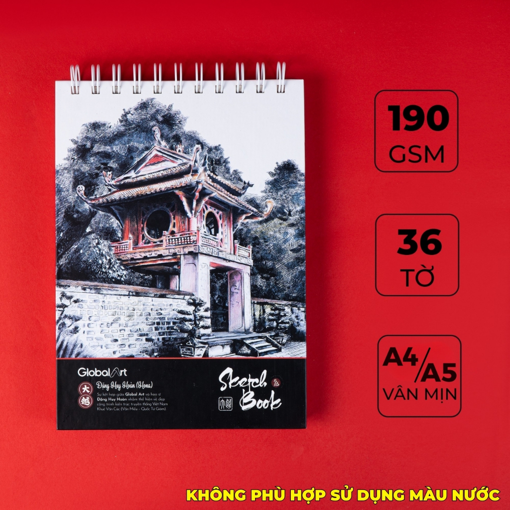 Combo Họa Cụ Đón Xuân Global Art Gồm Sổ Vẽ Và Màu Chì Global Art, Màu Nước Bán Khô Semi-Dry, Acrylic Tuýp Tự Chọn