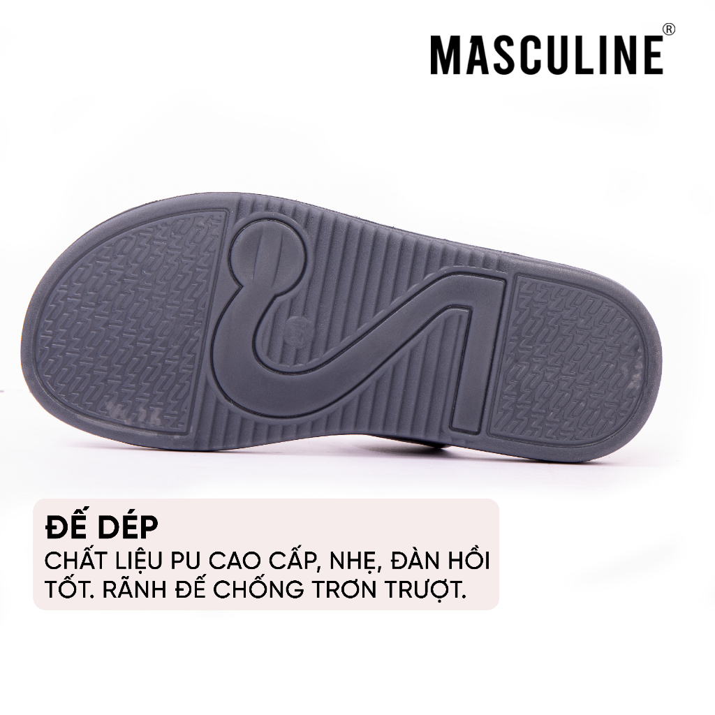 Dép nam trung niên MASCULINE MDL604 quai ngang da bò cao cấp, đế PU êm nhẹ chống trượt