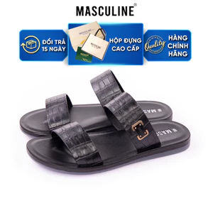 Dép nam trung niên MASCULINE MDL604 quai ngang da bò cao cấp, đế PU êm nhẹ chống trượt