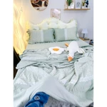 [XẢ KHO GIÁ TỐT] Bộ ga phủ 4 món, chăn ga chần bông chất liệu cotton dày dặn, mềm mịn, thoáng mát, họa tiết mát mẻ sắc x — ảnh 3