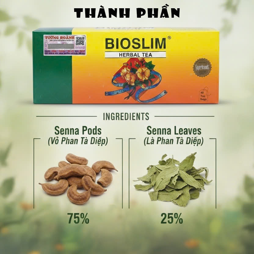 TRÀ GIẢM CÂN BẢO TÚ LỆ BIOSLIM THANH LỌC CƠ THỂ ĐỐT MỠ CẤP TỐC HIỆU QUẢ (HỘP 40 TÚI LỌC)