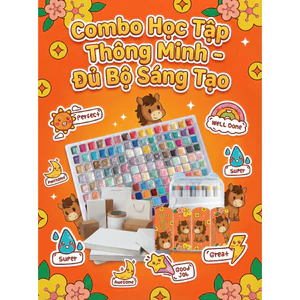 Combo Học Tập 5 Trong 1 - Màu Nước + Sáp Lụa + Sticker + Bao Lì Xì 2026 - Đồ Chơi Giáo Dục Trẻ Em