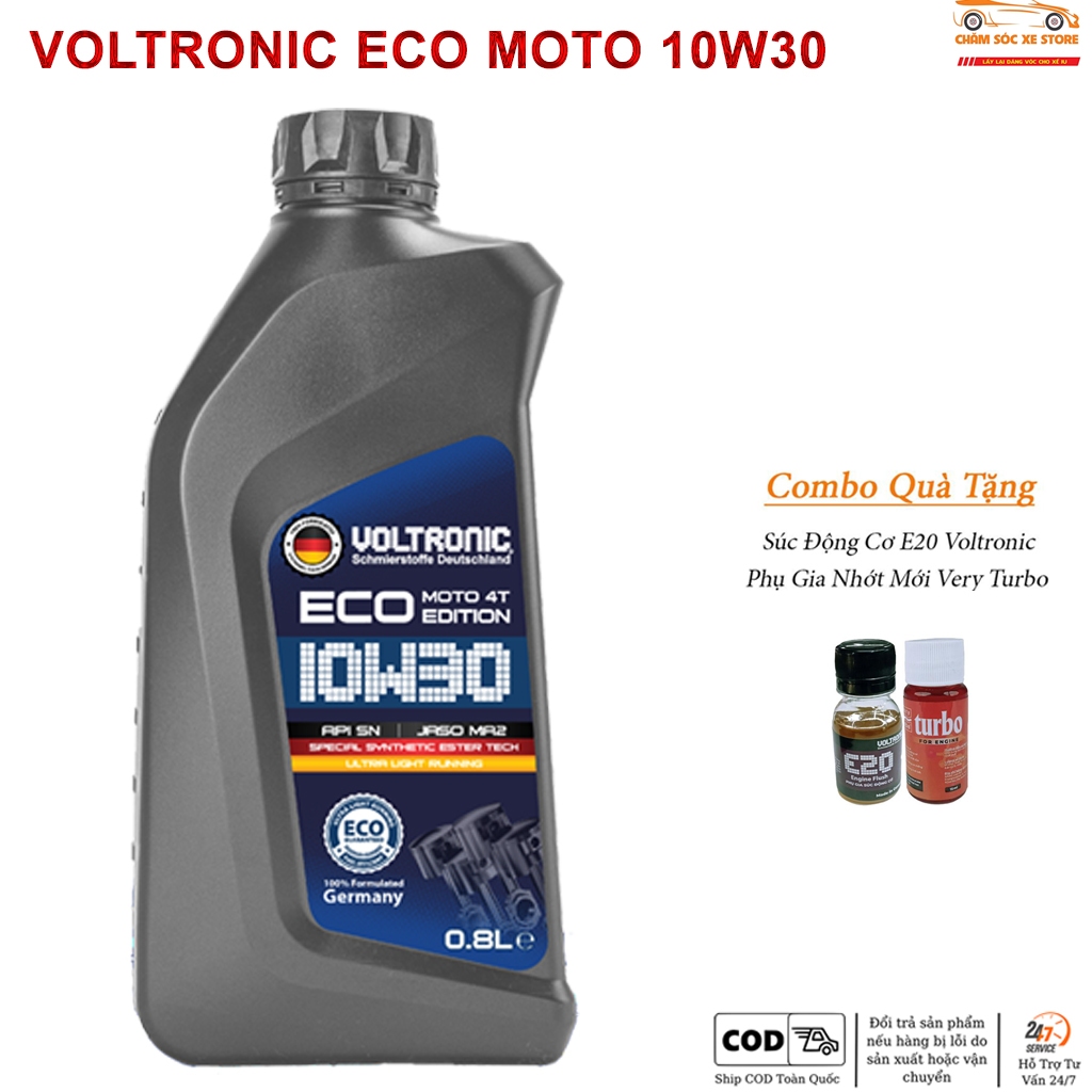 Dầu Nhớt Xe Máy Voltronic ECO Moto -Tặng Kèm 1 Súc Động Cơ,1 Phụ Gia Nhớt Mới Xado Very Turbo