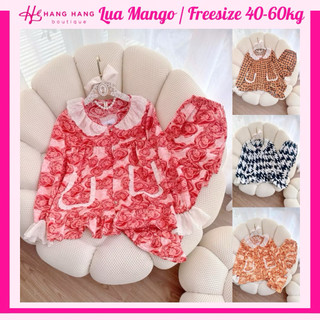 Đồ ngủ nữ 40-60kg, pijama dài tay cổ viền bèo 2 túi lụa mango không nhăn 60DD28, đồ bộ nữ đồ mặc nhà tiểu thư dễ thương