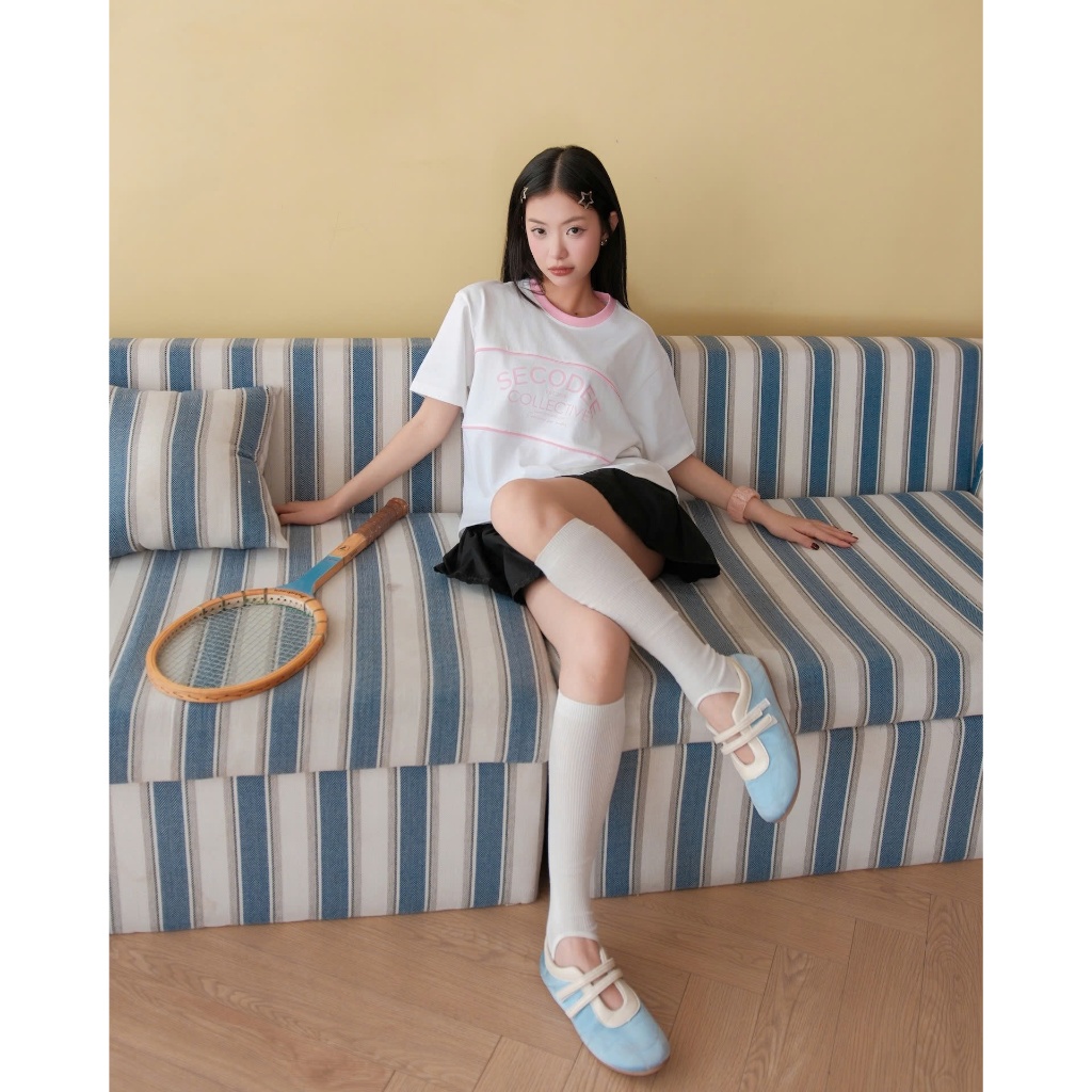 Áo Thun Nữ BANOFF Phối Viền Cổ Dễ Thương SECODEE