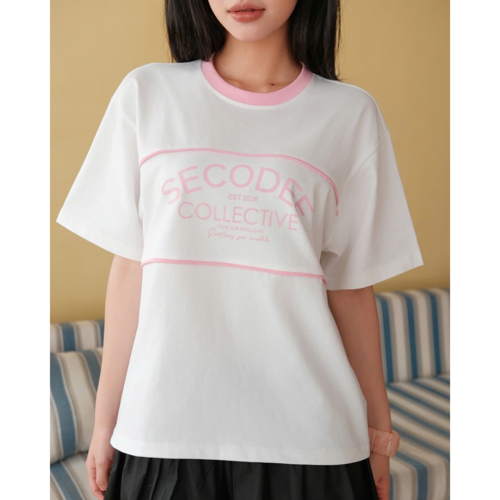 Áo Thun Nữ BANOFF Phối Viền Cổ Dễ Thương SECODEE