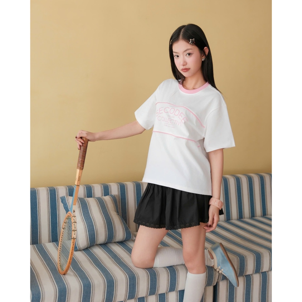 Áo Thun Nữ BANOFF Phối Viền Cổ Dễ Thương SECODEE