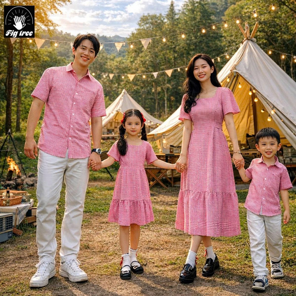 Đồng Phục Gia Đình Fig Tree Caro Đỏ Trắng New Du Lịch Siêu Xinh, Chất Dày Dặn Mịn Đẹp, MS 195