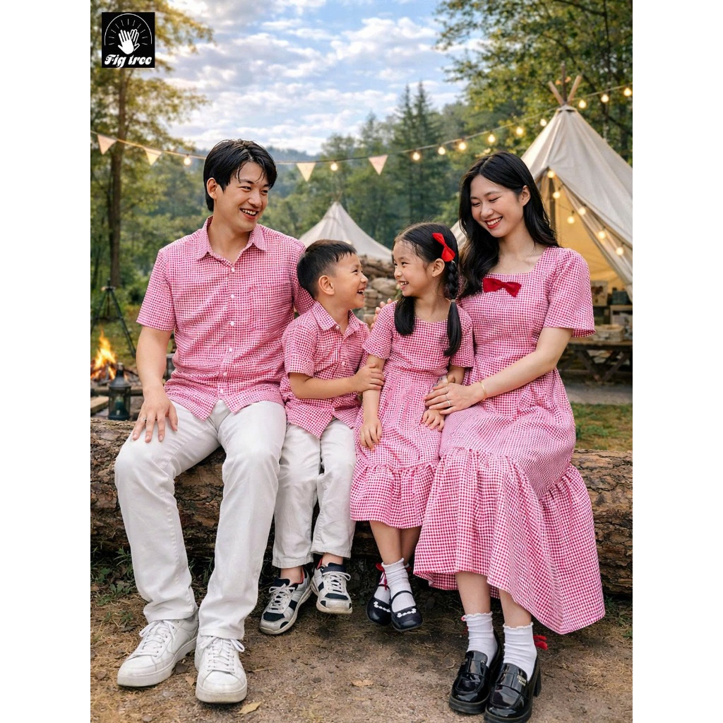 Đồng Phục Gia Đình Fig Tree Caro Đỏ Trắng New Du Lịch Siêu Xinh, Chất Dày Dặn Mịn Đẹp, MS 195