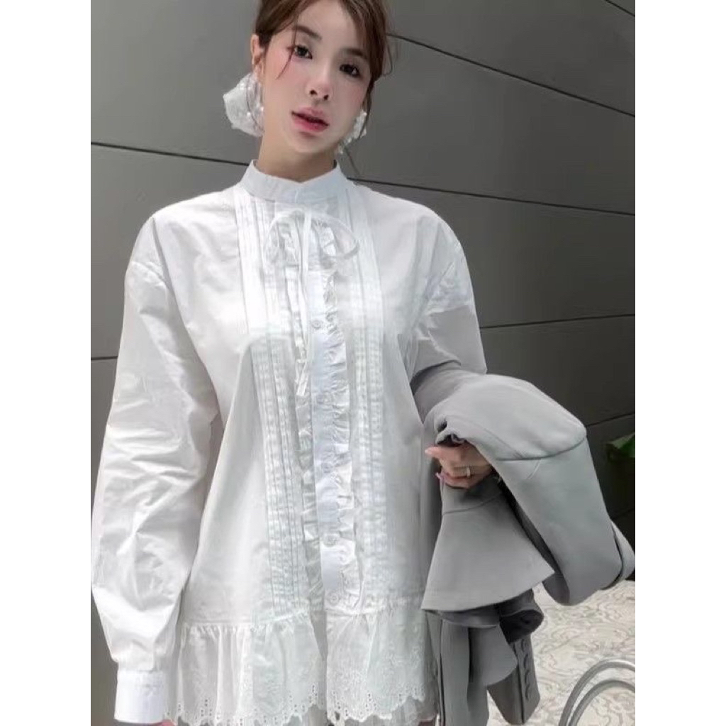 Váy BabyDoll Cổ Tàu Kiểu Sơ Mi Xếp Ly Điệu Đà Tiểu Thư❤️( hàng ORDER CHINNA 7-10n)