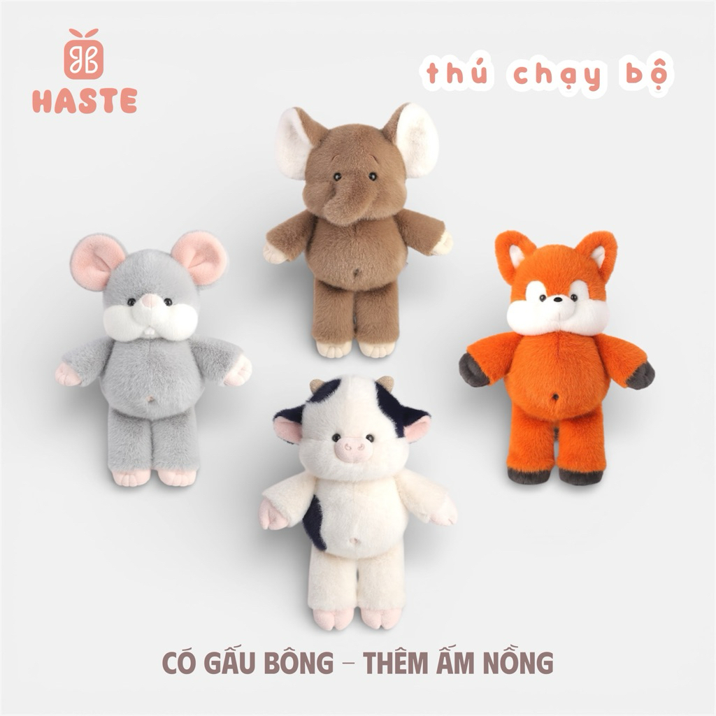 Gấu Thú Bông Animal Chạy Bộ Bò Sữa Cáo Voi Chuột Quà Tặng Độc Đáo Lông Xù Siêu Mềm Mịn Siêu Dễ Thương