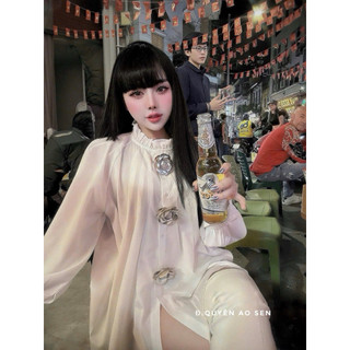 ÁO SƠ MI CỔ BÈO CÀI 3 HOA HOT HIT