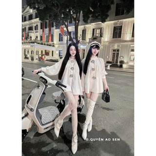 ÁO SƠ MI CỔ BÈO CÀI 3 HOA HOT HIT