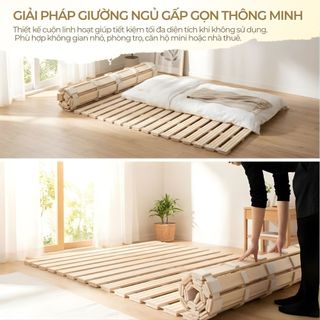 Giường Gỗ Pallet Cuộn Giá Rẻ Nhiều Kích Thước 1m2 1m4 1m6x2m 1m8x2m Gỗ Tự Nhiên Thiết Kế Cuộn Giá Rẻ