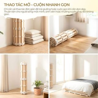 Giường Gỗ Pallet Cuộn Giá Rẻ Nhiều Kích Thước 1m2 1m4 1m6x2m 1m8x2m Gỗ Tự Nhiên Thiết Kế Cuộn Giá Rẻ