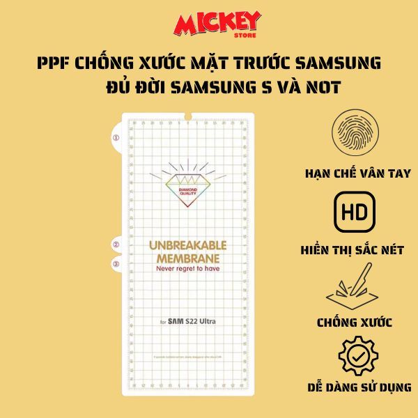 Miếng dán PPF mặt trước chống xước s26Ultra s23 s22 s21 s8 9 10 s20ultra not8 9 10plus not20ultra