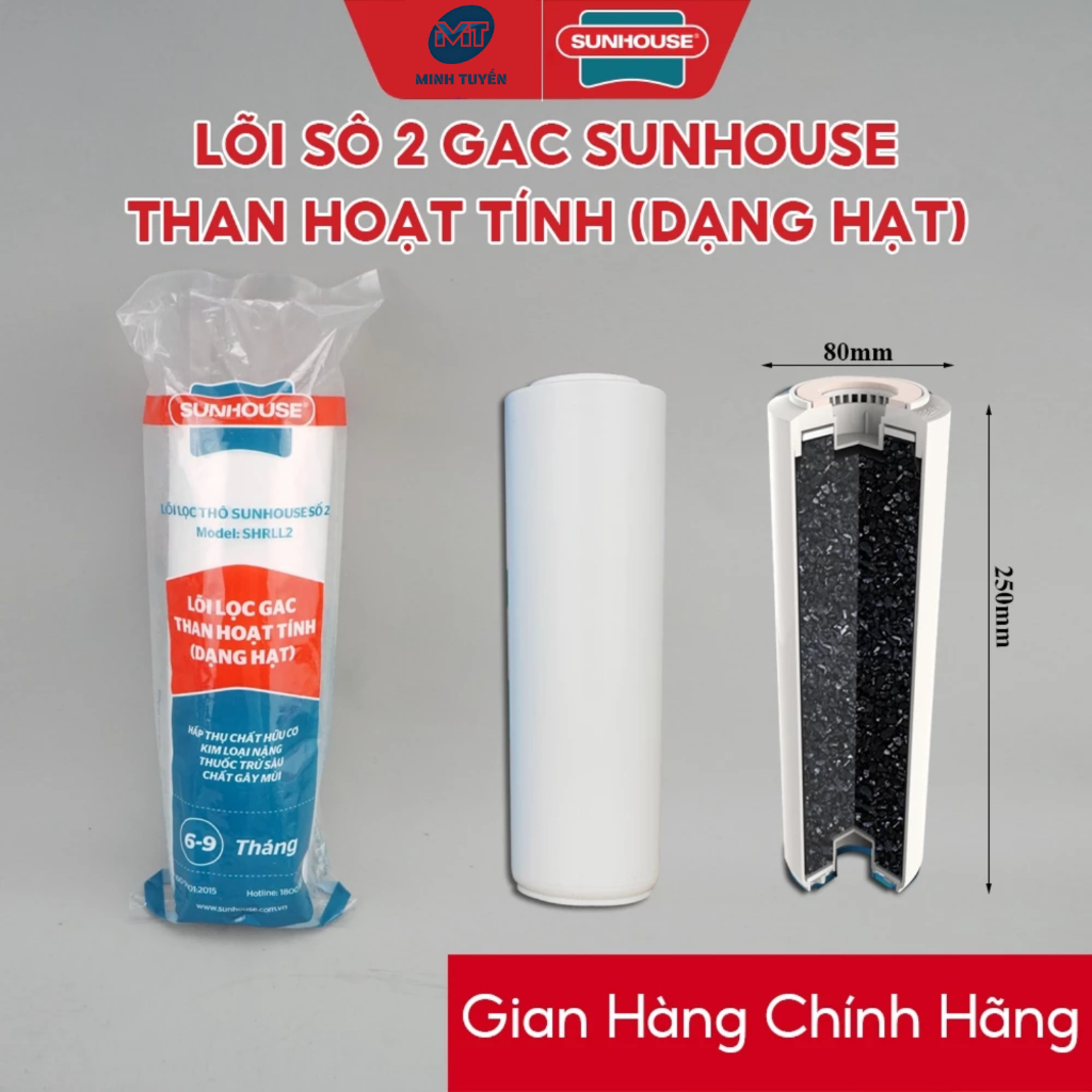 Combo 3 lõi lọc nước số 123 Sunhouse lắp vừa cốc lọc thô 10 inch máy lọc nước RO