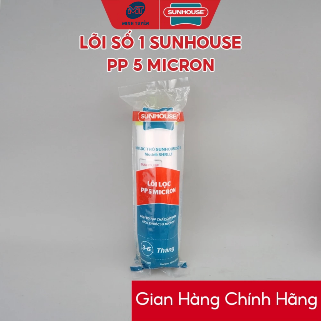 Combo 3 lõi lọc nước số 123 Sunhouse lắp vừa cốc lọc thô 10 inch máy lọc nước RO