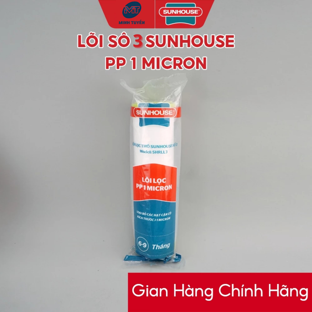 Combo 3 lõi lọc nước số 123 Sunhouse lắp vừa cốc lọc thô 10 inch máy lọc nước RO